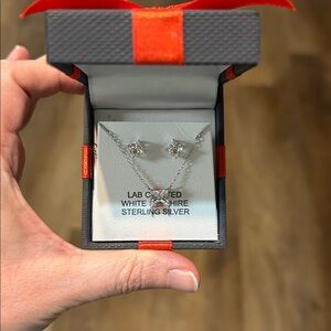 NIB Sterling Silver White Sapphire Jewelry Set
